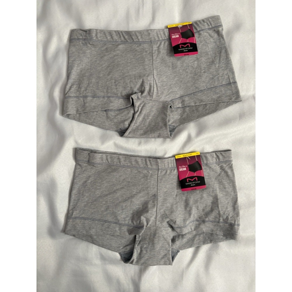 NEW Maidenform Cotton Boyshort Underwear 2 Pair Womens Size Medium 6 DM0002 Gray